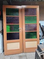 vintage binnendeuren met gekleurd brobbelglas ., Ophalen, Gebruikt