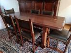 Massieve notelaren tafel met 6 bijhorende stoelen, Ophalen, Zo goed als nieuw