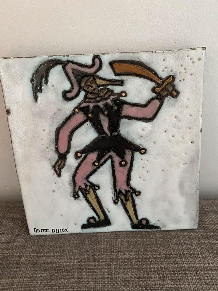 Odette Dijeux carré de céramique, Antiquités & Art, Antiquités | Assiettes décoratives & Carrelages, Enlèvement ou Envoi