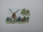 Aquarel L. Boschmans: Knokke Oude Molen, Antiek en Kunst, Ophalen of Verzenden