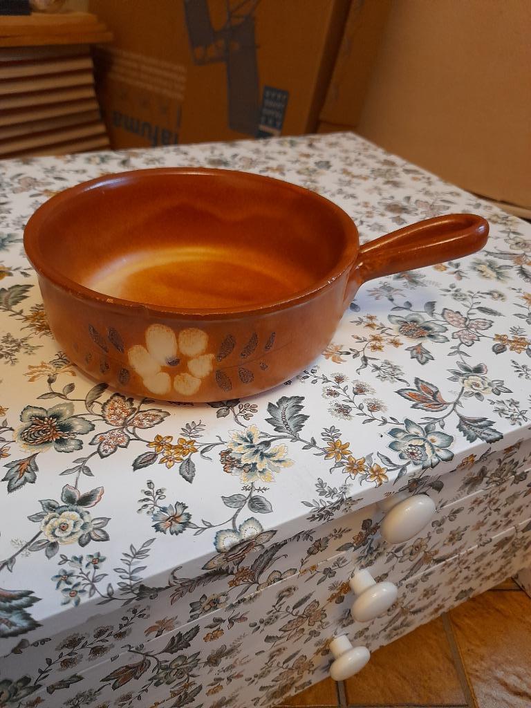 Poelon en terre cuite émaillé peint à la main, Ophalen, Overige materialen, Gebruikt, Overige typen