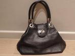 Zwarte lederen handtas, Ophalen of Verzenden, Zo goed als nieuw, Zwart, Handtas