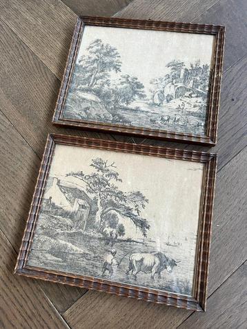 Twee 18e Eeuwse Etsen - Landschap met dieren! beschikbaar voor biedingen