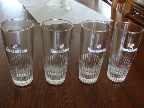 Lot de 4 anciens verres Kronenbourg, Verzamelen, Biermerken, Zo goed als nieuw, Glas of Glazen, Overige merken, Ophalen of Verzenden