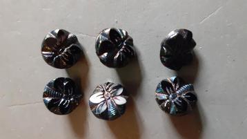 6 boutons noir avec reflet centre libellule  beschikbaar voor biedingen