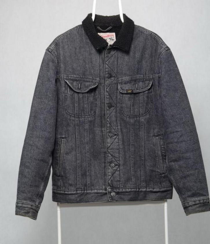 LEE STORM RIDER sherpa denim jack 1975 M donkergrijs Jas, Kleding | Heren, Jassen | Winter, Zo goed als nieuw, Maat 48/50 (M)