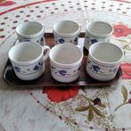 6 tasses blanches motifs bleus, Tasse(s) et/ou soucoupe(s), Céramique, Enlèvement