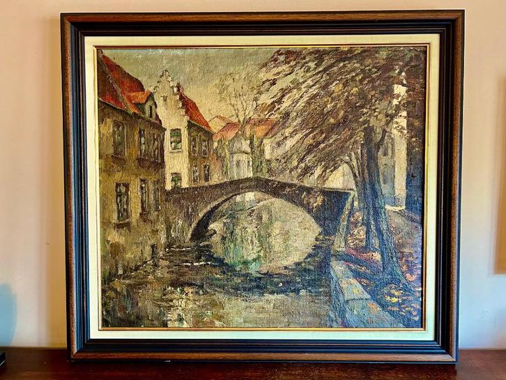 Schilderij “de Reien van Brugge”, Antiek en Kunst, Kunst | Schilderijen | Klassiek, Ophalen of Verzenden