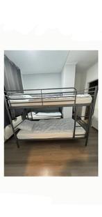 lit superposé en métal (gris)+ 2 matelas + Transport gratuit, Neuf, 90 cm, Enlèvement, Lits superposés