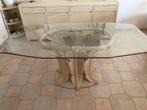 Eettafel in rotan met glazen blad, Ophalen, Vijf personen of meer, Ovaal, Glas