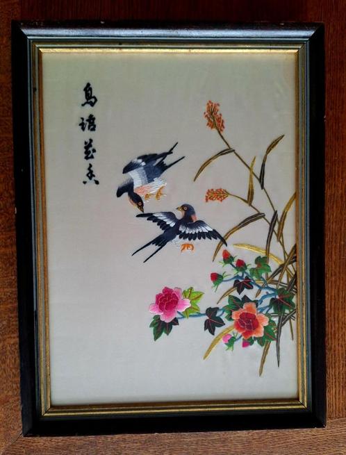 Oude geborduurde Chinese zuid schilderij, Antiquités & Art, Art | Art non-occidental, Envoi