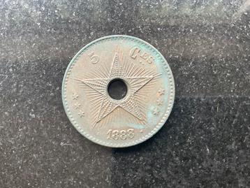 Congo Vrijstaat - 5 c prachtige patina - 1888 beschikbaar voor biedingen