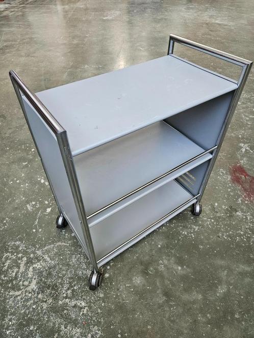 Artline serveerwagen — staal, aluminium, Huis en Inrichting, Tafels | Sidetables, Gebruikt, 25 tot 50 cm, 50 tot 100 cm, Rechthoekig
