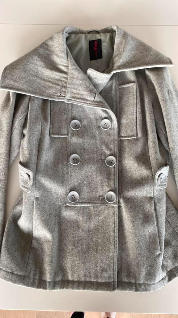 Tom Tailor wollen winterjas dames, Kleding | Dames, Jassen | Winter, Gedragen, Maat 42/44 (L), Grijs, Ophalen of Verzenden