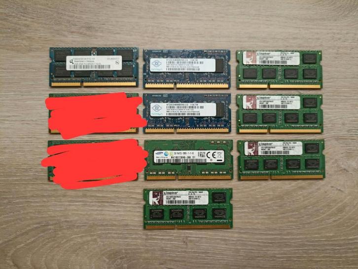 8x Laptop ram 2GB DDR3 modules module geheugen geheugens, Computers en Software, RAM geheugen, Ophalen of Verzenden