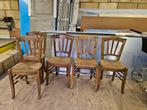 5 antieke stoelen. Rieten gevlochten zitting., Gebruikt, Ophalen