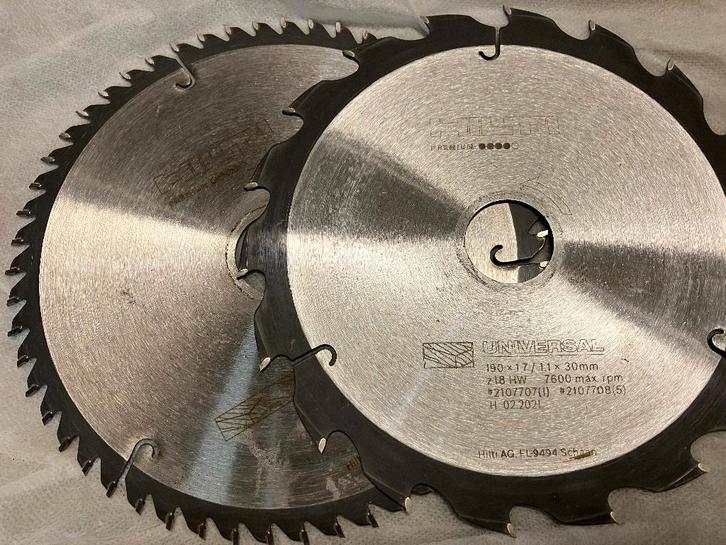 2 HILTI cirkelzaagbladen, Doe-het-zelf en Bouw, Gereedschap | Zaagmachines, Cirkelzaag, Verzenden