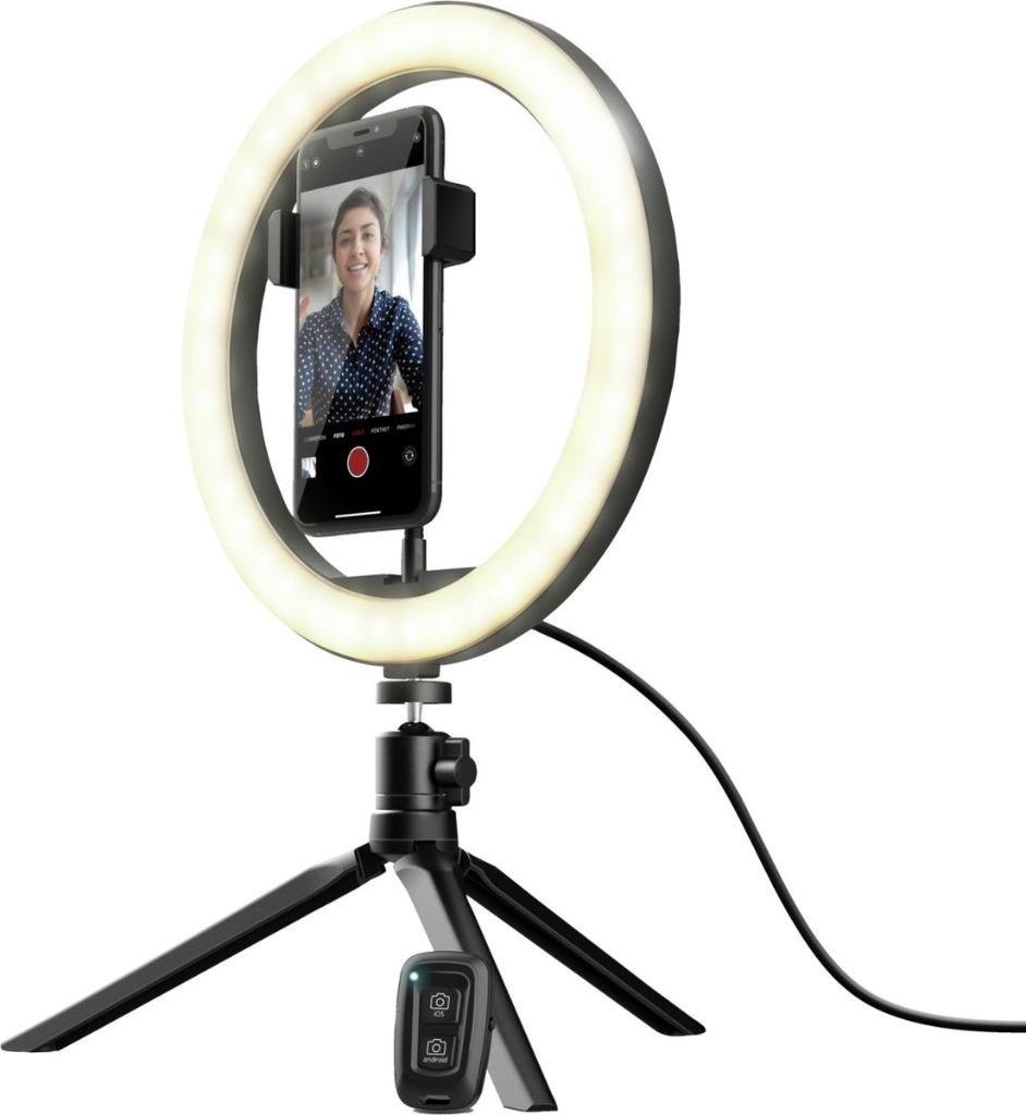 Vlogkit - Ringlamp - Tripod met Telefoonhouder, Télécoms, Téléphonie mobile | Accessoires & Pièces, Neuf, Enlèvement ou Envoi