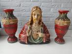 Borstbeeld Jezus met bijpassende vaasjes, Antiek en Kunst, Ophalen