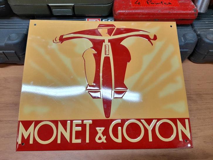 Metalen plaat voor motorfietsen van Monet en Goyon, Verzamelen, Merken en Reclamevoorwerpen, Gebruikt, Overige typen, Verzenden