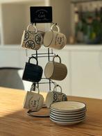 Koffiesetje met rek Maisons du monde 6pax blauw-beige, Overige materialen, Nieuw, Ophalen of Verzenden, Overige stijlen