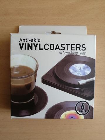 6 dessous de verre rétro vinyle avec support tourne disque beschikbaar voor biedingen