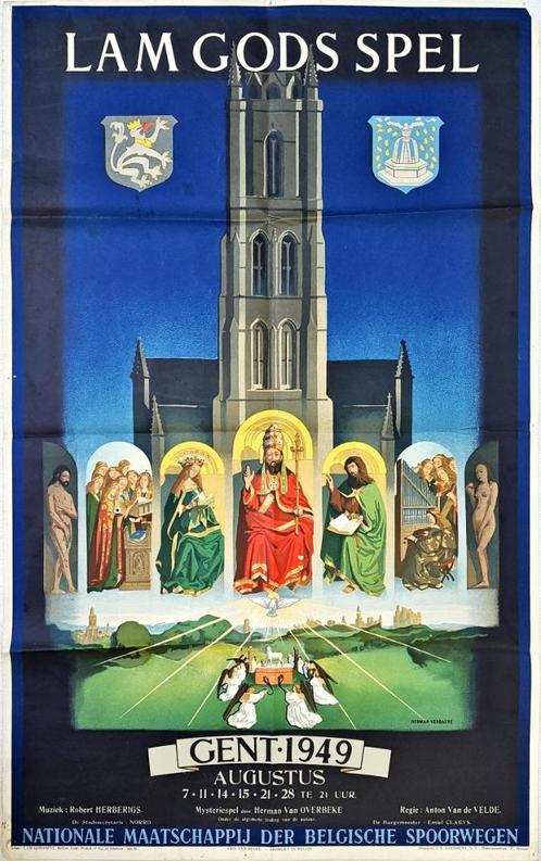 affiche lam gods spel 1949, Antiek en Kunst, Kunst | Litho's en Zeefdrukken, Ophalen of Verzenden