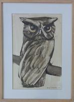 ALFONS VAN MEIRVENNE / UIL / OLIEVERF PAPIER / 70x52cm KADER, Ophalen of Verzenden