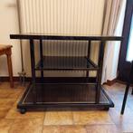 TV tafel in donker spiegelglas, Ophalen, Gebruikt, Glas