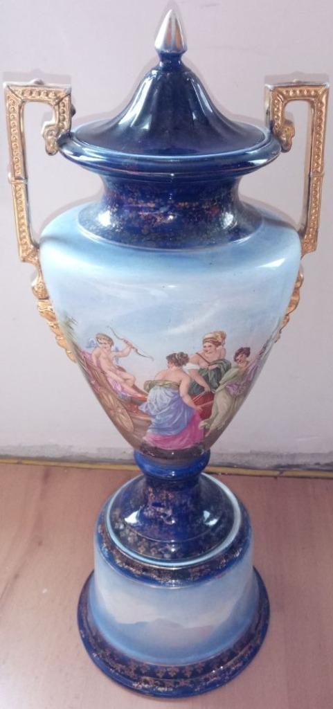 Vase bleu cobalt en porcelaine victorienne avec base en Cupi, Antiquités & Art, Antiquités | Vases, Enlèvement ou Envoi