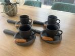 Houten mini dienbladen met kopjes, Huis en Inrichting, Woonaccessoires | Dienbladen, Ophalen of Verzenden, Zo goed als nieuw, Rond