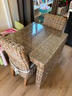 Rotan tafel met 2 stoelen, Huis en Inrichting, Ophalen, Zo goed als nieuw