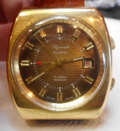 100) Plymouth Alarm mécanique vintage, calibre AS 1931 17 ru, Handtassen en Accessoires, Edelstenen, Gebruikt, Ophalen of Verzenden
