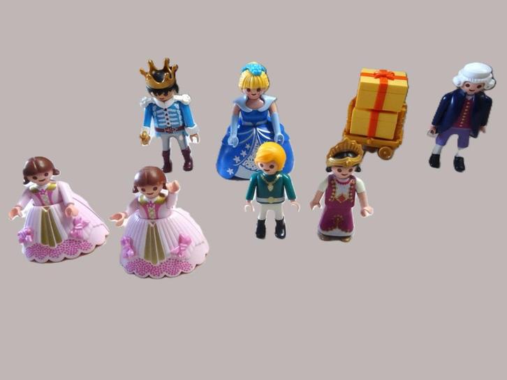 Playmobil koning, koningin, 3 prinsessen, prinsje, lakei enz, Kinderen en Baby's, Speelgoed | Playmobil, Gebruikt, Los Playmobil