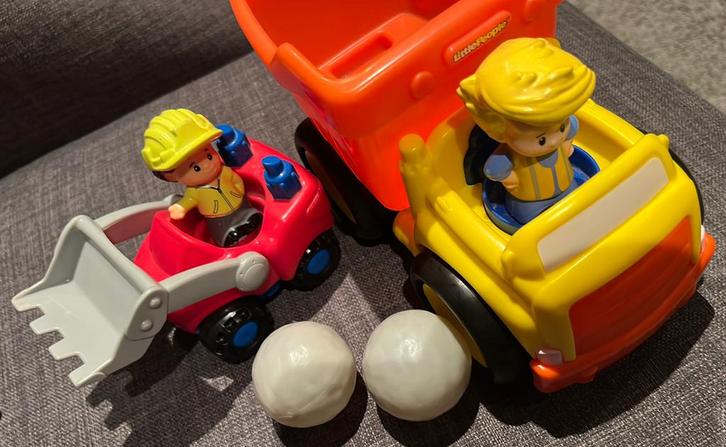 Fisher Price - Little People graafmachine en vrachtwagen, Kinderen en Baby's, Speelgoed | Fisher-Price, Zo goed als nieuw, Auto of Voertuig