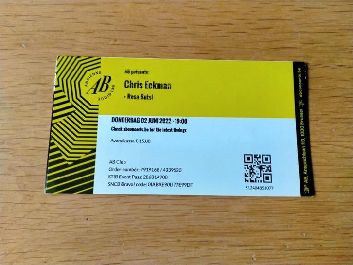 Chris Eckman (Walkabouts) concertticket @AB 2/6/22, Verzamelen, Overige Verzamelen, Gebruikt, Ophalen