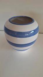 Wit met blauwe strepen,  vaas of bloempotje., Huis en Inrichting, Ophalen of Verzenden, Nieuw, Wit, Minder dan 50 cm