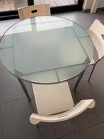 Keukentafel met glazen blad, Huis en Inrichting, Tafels | Eettafels, Gebruikt, Ophalen