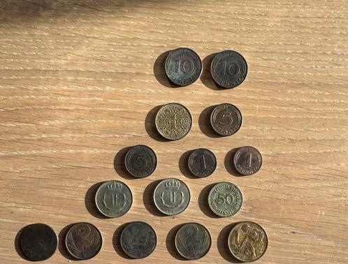 15 oude munten peseta/zloty/franse frank/ duitse pfennig, Postzegels en Munten, Munten en Bankbiljetten | Verzamelingen, Munten