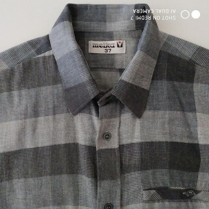 MELKA 37 shirt met lange mouwen., Kleding | Heren, Overhemden, Gedragen, Halswijdte 38 (S) of kleiner, Grijs, Ophalen of Verzenden