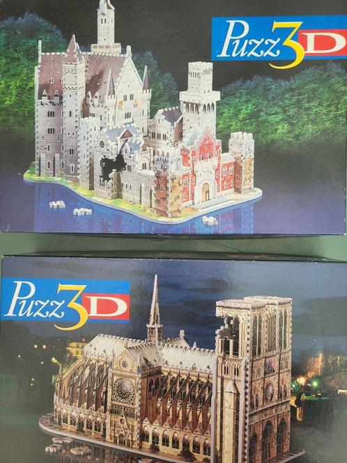 2 puzzels 3D Puzz3D kasteel Neuschwanstein en Notre Dame, Hobby & Loisirs créatifs, Sport cérébral & Puzzles, Utilisé, Enlèvement