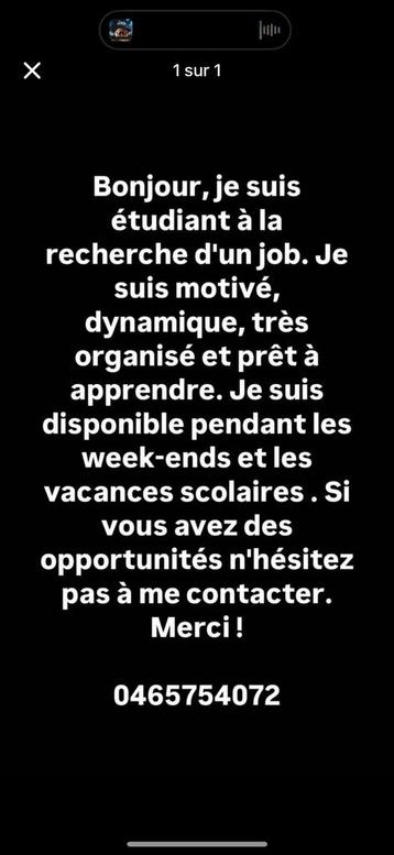 A la recherche d’un job beschikbaar voor biedingen