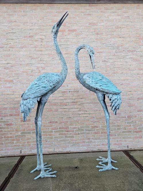BRONZEN XXL KRAANVOGELS 2 STUKS AAN LAGE PRIJS KOOPJE!!!, Tuin en Terras, Tuinbeelden, Zo goed als nieuw, Dierenbeeld, Overige materialen