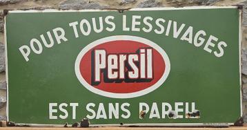 Ancienne plaque émaillée Lessive PERSIL 1945, Enlèvement, Utilisé