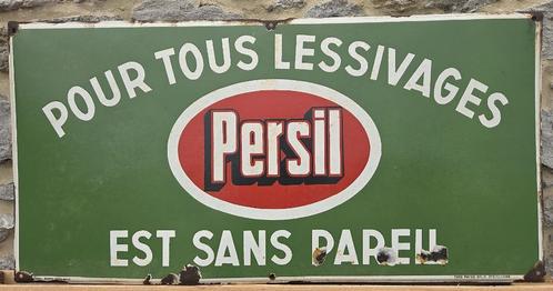 Ancienne plaque émaillée Lessive PERSIL 1945, Verzamelen, Merken en Reclamevoorwerpen, Gebruikt, Ophalen
