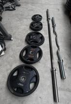 105kg Lifemaxx Gewichten ,Olympische Barbell 220cm, Ezstang, Sport en Fitness, Ophalen, Gebruikt, Halterschijven