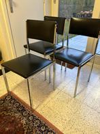 Drie zwarte stoelen, Huis en Inrichting, Ophalen, Kunststof, Gebruikt, Drie