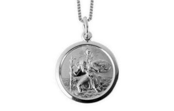 Collier en argent 925 pendentif double face Saint Christophe, Bijoux, Sacs & Beauté, Enlèvement ou Envoi, Argent, Collier