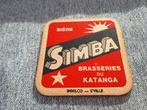 sous bock carton bière brasserie simba katanga congo belge, Collections, Marques de bière, Utilisé, Enlèvement ou Envoi