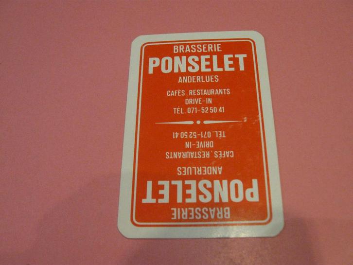 Oude losse speelkaart Brasserie Ponselet , Anderlues (179), Verzamelen, Speelkaarten, Jokers en Kwartetten, Zo goed als nieuw